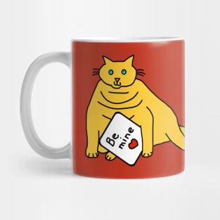 Cute Chubby Kitty Cat says Be Mine on Valentines Day Mug